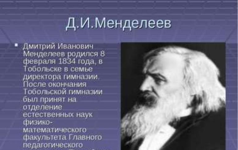 Менделеев и его открытия презентация